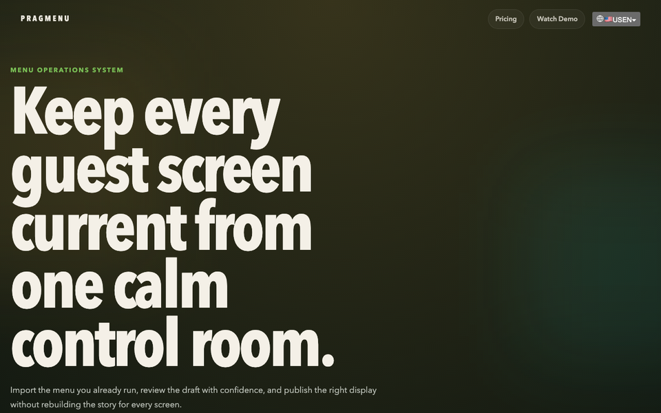 PragMenu Restaurant Displays and Menu Operations